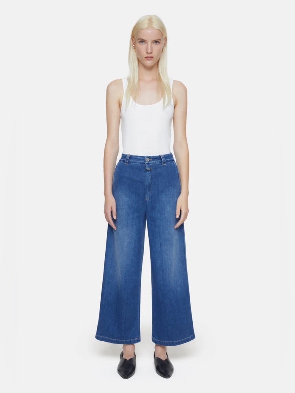 Closed Barton High-Rise Crop Wide-Leg Jean Women's 26 Italy Soft Denim